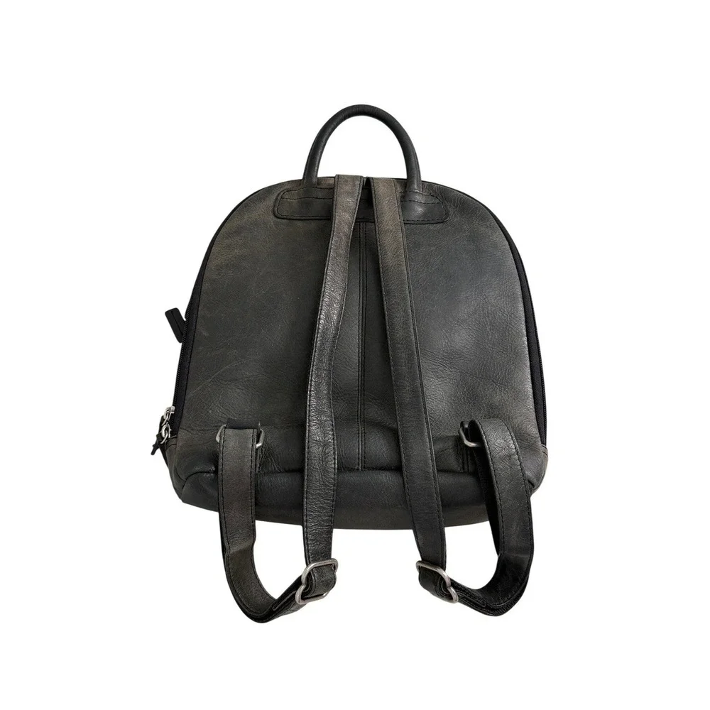 Jack Georges Gray Voyager Distressed Leather Backpack Purse‎ Small Organizer USA
